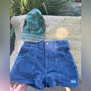 Skater girl hat + Blue Corduroy Women's Shorts